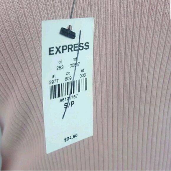 NWT Express Womens Size Small Pale Pink Ribbed Caged Front Sleeveless Bodysuit - Picture 6 of 6